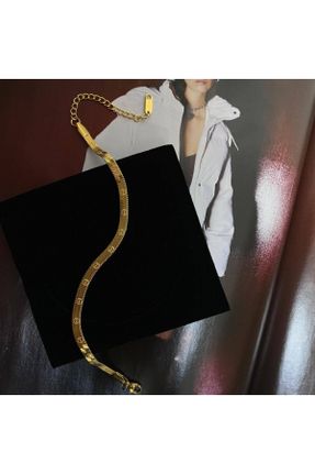 دستبند استیل طلائی زنانه فولاد ( استیل ) کد 456091696