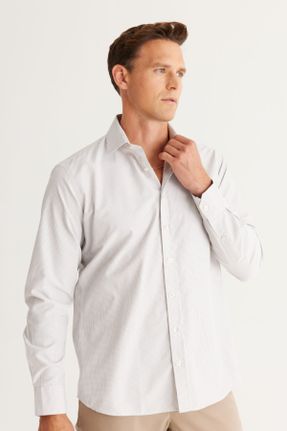 پیراهن سفید مردانه رگولار یقه پیراهنی پنبه - پلی استر کد 754722382