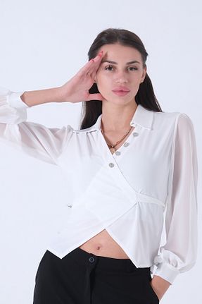 بلوز سفید زنانه ساده Feminist - کد 832032204