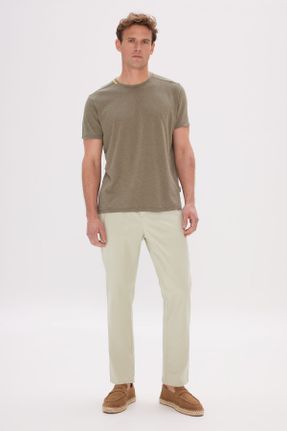 تی شرت خاکی مردانه رگولار یقه گرد پنبه - پلی استر کد 301549021