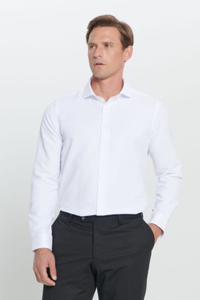 پیراهن سفید مردانه اسلیم فیت پنبه - پلی استر کد 99902113