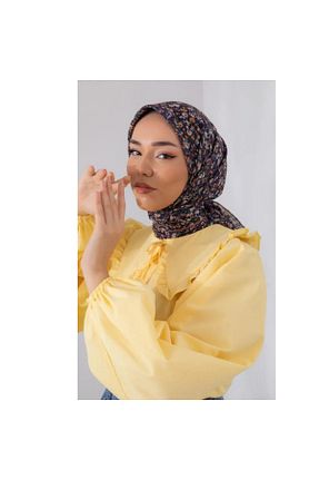 روسری سرمه ای پنبه ای Silk Home - کد 839468727