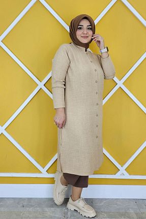 تونیک حجاب بژ زنانه بافتنی PYS - کد 807836046