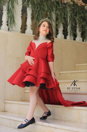 لباس قرمز بچه گانه بافتنی رگولار آستین-کوتاه کد 824075656
