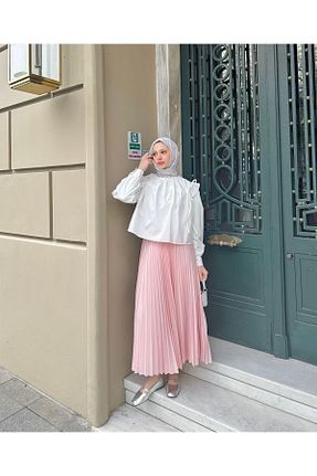 دامن حجاب صورتی زنانه کمر کش دار HENZA - کد 818235469