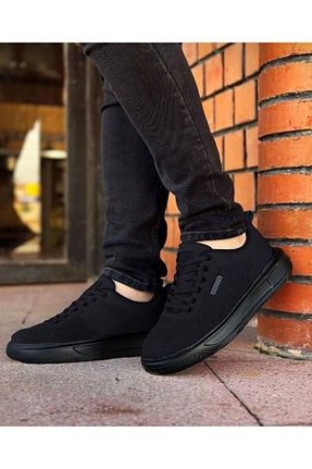 کفش اسنیکر مشکی مردانه بند دار Demashoes - کد 720083002