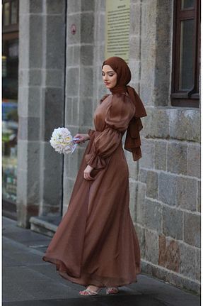 شال قهوه ای زنانه شیفون BAHARYAMAÇLI - کد 839511467
