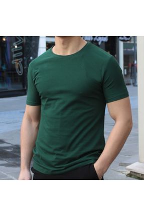 تی شرت سبز مردانه یقه گرد اسلیم فیت لیکرا تکی کد 74363185