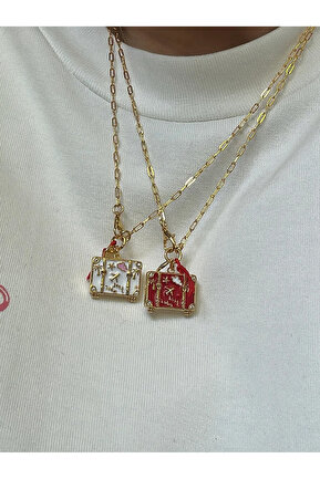 گردنبند جواهر قرمز زنانه برنجی TOMERV ATELIER - کد 839518681