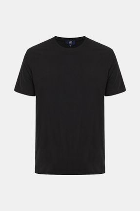 تی شرت مشکی مردانه رگولار یقه گرد تکی کد 684025405