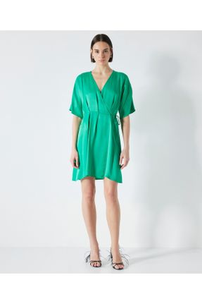 لباس سبز زنانه بافتنی فرم فیت آستین-کوتاه کد 804481783
