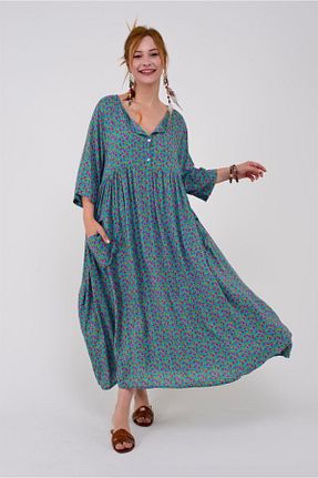 لباس فیروزه ای زنانه بافتنی Park Moda - کد 363613217