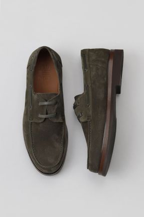 کفش لوفر خاکی مردانه چرم طبیعی پاشنه کوتاه ( 4 - 1 cm ) کد 669588863