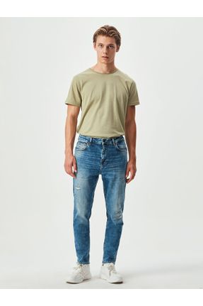 شلوار جین آبی مردانه پاچه تنگ فاق افتاده جین استاندارد کد 74475608