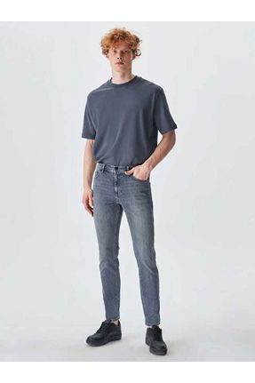 شلوار جین طوسی مردانه پاچه تنگ جین استاندارد کد 184080002