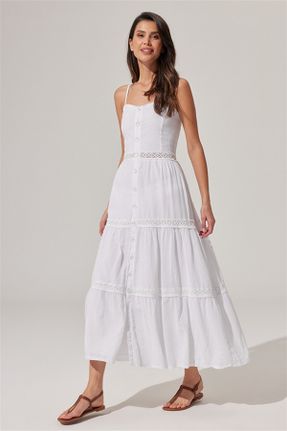 لباس سفید زنانه بافتنی رگولار آستین-کوتاه کد 815612011