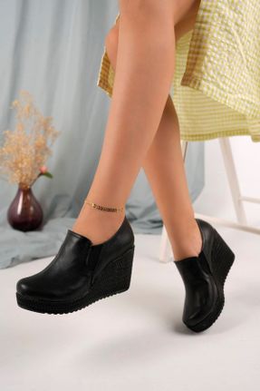 کفش پاشنه بلند پر مشکی زنانه جیر پاشنه متوسط ( 5 - 9 cm ) پاشنه پر کد 750293354