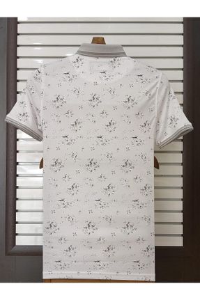 تی شرت سفید مردانه یقه پولو پنبه - پلی استر کد 825670904