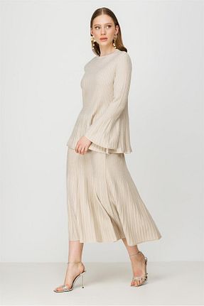 ست بالاتنه و پائین تنه طوسی زنانه بافتنی Ghisa - کد 831649524