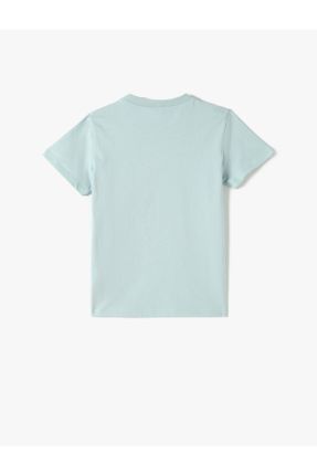 تی شرت آبی بچه گانه رگولار یقه گرد پنبه (نخی) تکی کد 803281050