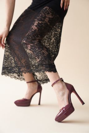 کفش پاشنه بلند کلاسیک زرشکی زنانه پاشنه نازک پاشنه بلند ( +10 cm) کد 825735808