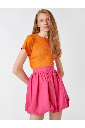 تی شرت نارنجی زنانه رگولار یقه گرد تکی کد 322559545