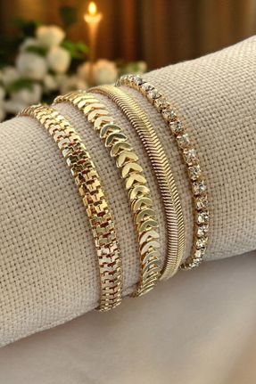 دستبند استیل طلائی زنانه فولاد ( استیل ) کد 810681789