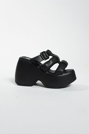 دمپائی مشکی زنانه پاشنه پلتفرم Gökçe Shoes - کد 839608307