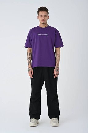 تیشرت بنفش مردانه اورسایز TAFFWEARS - کد 743907612