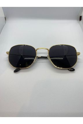 عینک آفتابی طلائی زنانه 51 UV400 فلزی هندسی کد 837524527
