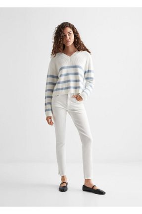 شلوار جین سفید زنانه رگولار MANGO Teen - کد 748876514