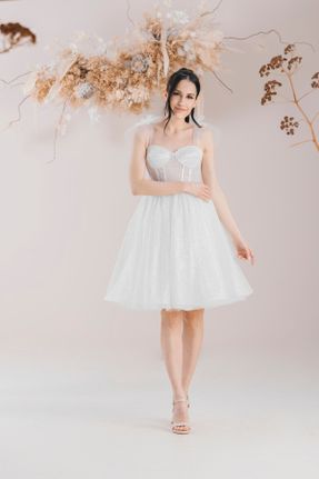 لباس عروس سفید زنانه تور کد 282802570