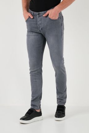 شلوار جین طوسی مردانه پاچه تنگ فاق بلند کد 827440102