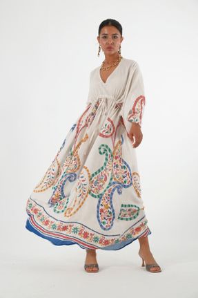 لباس بژ زنانه پنبه (نخی) اورسایز آستین-بلند بیسیک کد 838213365