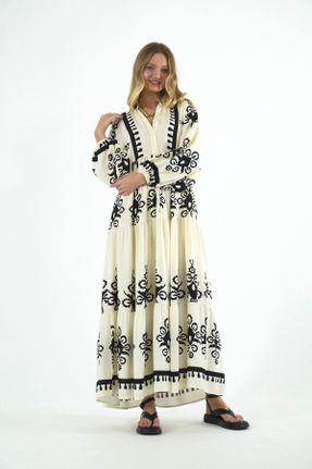 لباس بژ زنانه پنبه (نخی) اورسایز آستین-بلند بیسیک کد 825533950