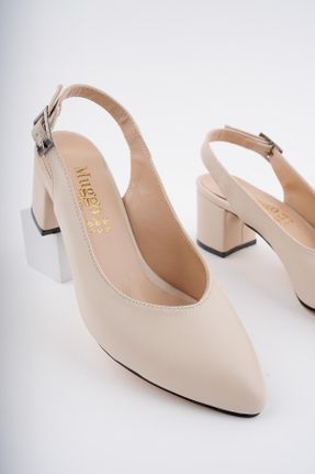 کفش پاشنه بلند کلاسیک بژ زنانه کرک مصنوعی پاشنه ضخیم پاشنه متوسط ( 5 - 9 cm ) کد 801386565