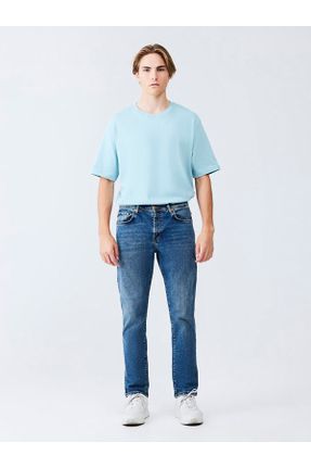 شلوار جین آبی مردانه پاچه لوله ای جین اسلیم استاندارد کد 780567730