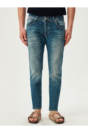 شلوار جین آبی مردانه پاچه لوله ای فاق افتاده جین اسلیم استاندارد کد 101917840