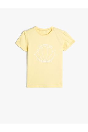 تی شرت زرد بچه گانه رگولار یقه گرد پنبه (نخی) تکی کد 788357842
