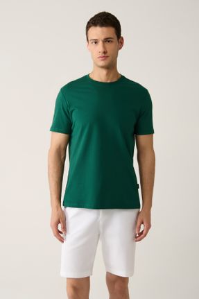 تی شرت سبز مردانه رگولار یقه گرد تکی بیسیک کد 53677777