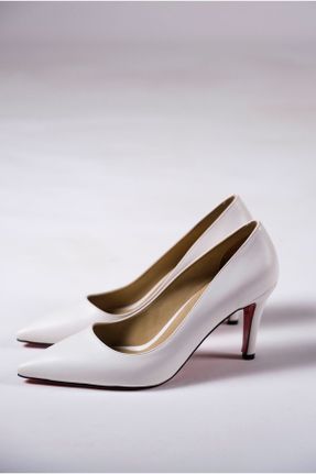 کفش استایلتو سفید پاشنه نازک پاشنه متوسط ( 5 - 9 cm ) کد 676901986