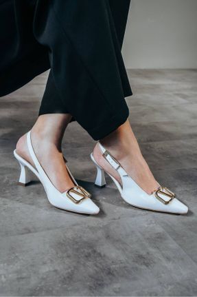 کفش پاشنه بلند کلاسیک سفید زنانه پاشنه متوسط ( 5 - 9 cm ) پاشنه نازک کد 818116112