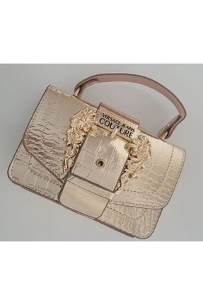 کیف دستی طلائی زنانه سایز کوچک چرم مصنوعی کد 833909051