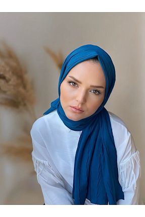 شال آبی زنانه پنبه (نخی) کد 839608964