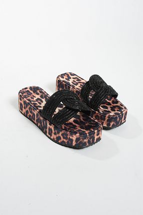 دمپائی قهوه ای زنانه پاشنه ضخیم Gökçe Shoes - کد 839609457