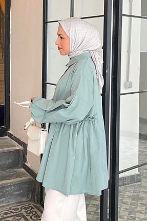 پیراهن حجاب سبز زنانه اورسایز lamelif - کد 839603866