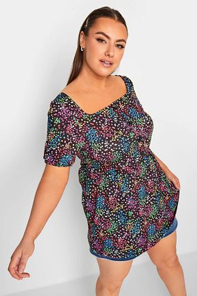 بلوز سایز بزرگ مشکی زنانه سایز بزرگ Stil Diva - کد 748043209
