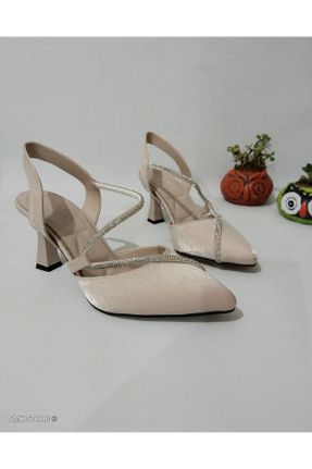 کفش مجلسی طلائی زنانه پاشنه ضخیم پاشنه متوسط ( 5 - 9 cm ) چرم مصنوعی کد 830912961