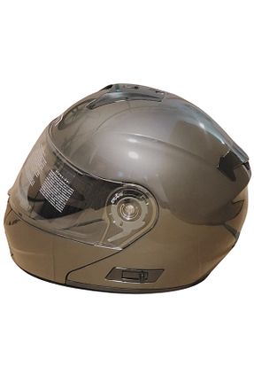 کلاه ایمنی موتور سواری طوسی چانه بازشو Lem - کد 839643959