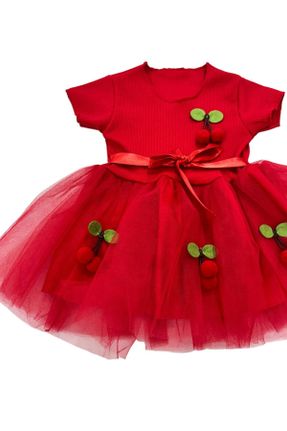 لباس قرمز بچه گانه بافت پنبه (نخی) ریلکس آستین-کوتاه کد 839649386